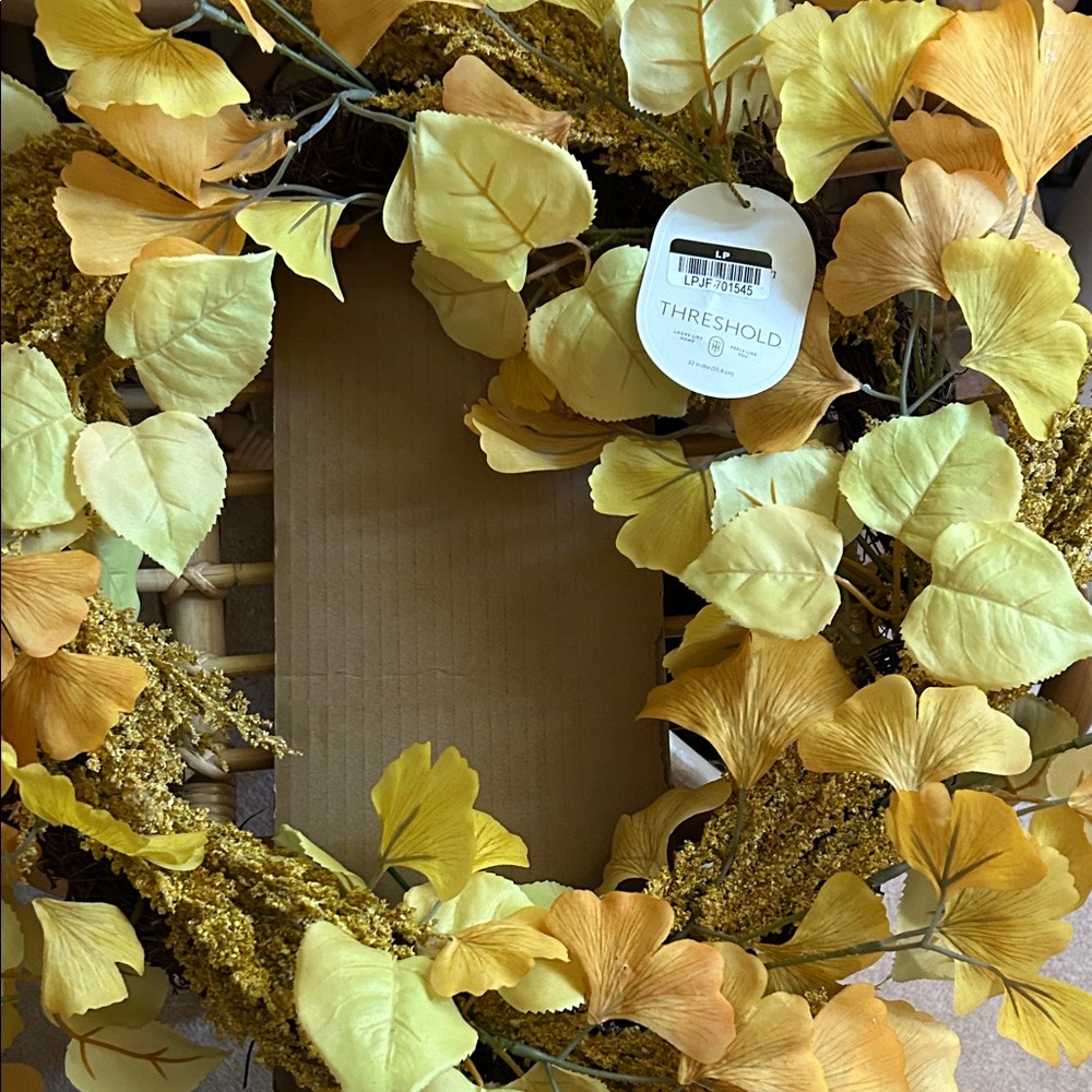 Threshold 22” GoldenRod Mix Fall Yellow Holiday Wreath - Picture 7 of 8